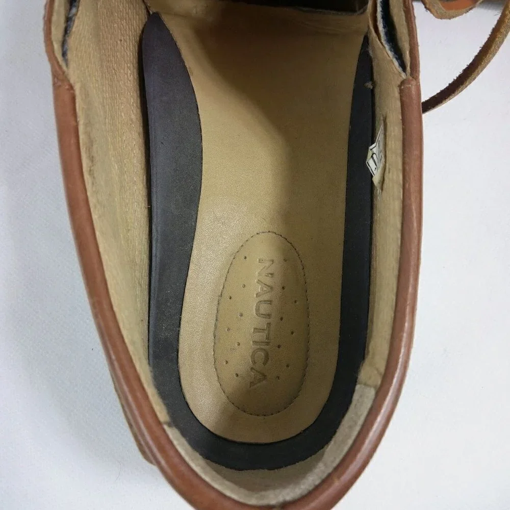 NAUTICA Men’s Size 13 Leather Canvas Boat Shoes